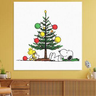 Peanuts Snoopy Festive Christmas Tree Holiday Gift Canvas Afdruk