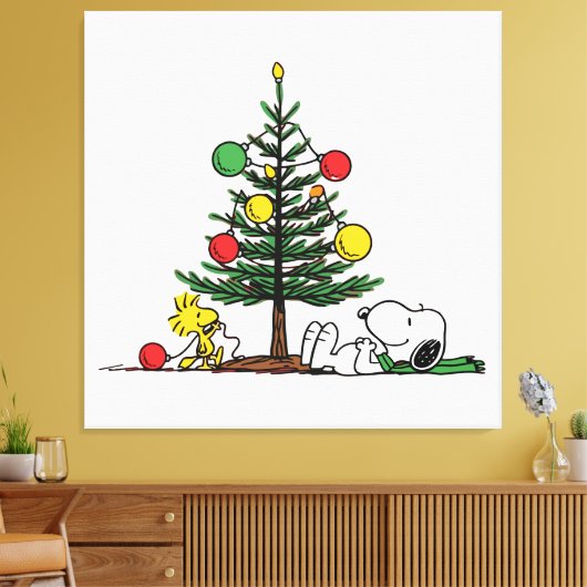 Peanuts Snoopy Festive Christmas Tree Holiday Gift Canvas Afdruk (Insitu (Woonkamer))