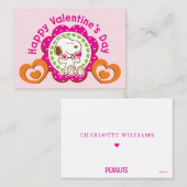 Peanuts | Snoopy Floral Hearts Valentine Notitiekaartje (Voorkant / Achterkant)