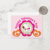 Peanuts | Snoopy Floral Hearts Valentine Notitiekaartje (Voorkant / Achterkant in situ)