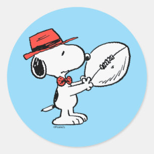 Peanuts   Snoopy Football Coach Ronde Sticker