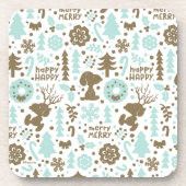 Peanuts | Snoopy Frosty Christmas Pattern Bier Onderzetter (Voorkant)