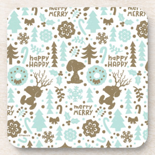 Peanuts   Snoopy Frosty Christmas Pattern Bier Onderzetter