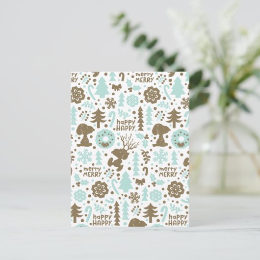 Peanuts | Snoopy Frosty Christmas Pattern Briefkaart (Staand voorkant)