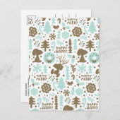 Peanuts | Snoopy Frosty Christmas Pattern Briefkaart (Voorkant / Achterkant)