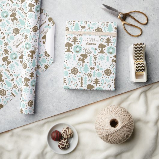 Peanuts | Snoopy Frosty Christmas Pattern Cadeaupapier (Crafts)