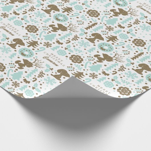 Peanuts | Snoopy Frosty Christmas Pattern Cadeaupapier (Hoek)