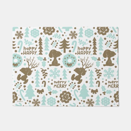 Peanuts | Snoopy Frosty Christmas Pattern Deurmat (Voorkant)