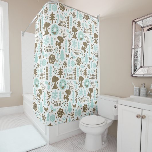 Peanuts | Snoopy Frosty Christmas Pattern Douchegordijn (In situ)