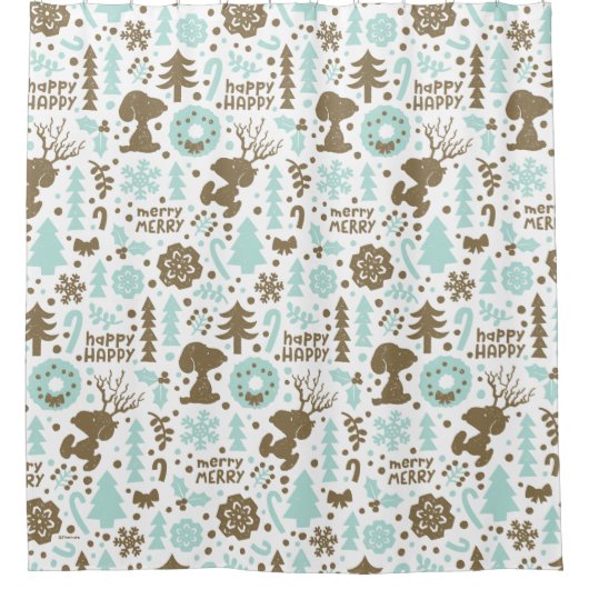 Peanuts | Snoopy Frosty Christmas Pattern Douchegordijn (Voorkant)