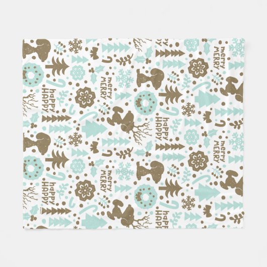 Peanuts | Snoopy Frosty Christmas Pattern Fleece Deken (Voorkant (Horizontaal))