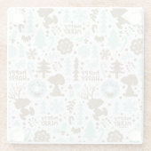 Peanuts | Snoopy Frosty Christmas Pattern Glazen Onderzetter (Achterkant)