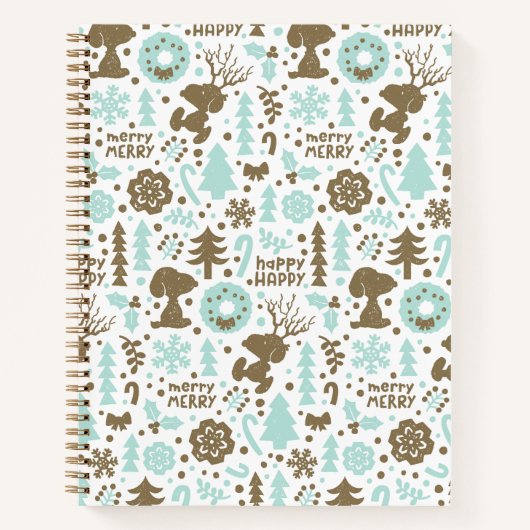 Peanuts | Snoopy Frosty Christmas Pattern Notitieboek (Voorkant)