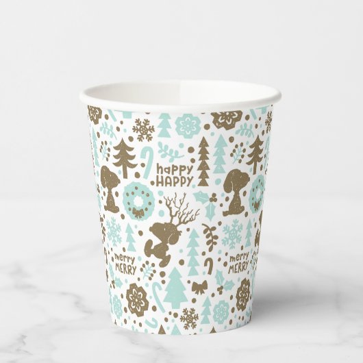 Peanuts | Snoopy Frosty Christmas Pattern Papieren Bekers (Links)