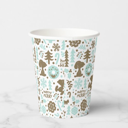 Peanuts | Snoopy Frosty Christmas Pattern Papieren Bekers (Rechts)