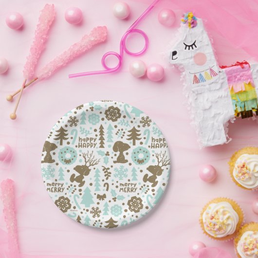 Peanuts | Snoopy Frosty Christmas Pattern Papieren Bordje (Feest)