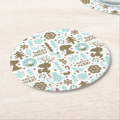 Peanuts | Snoopy Frosty Christmas Pattern Ronde Kartonnen Onderzetter (Gebogen)