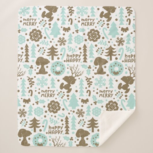 Peanuts | Snoopy Frosty Christmas Pattern Sherpa Deken (Voorkant)