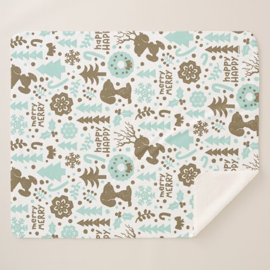 Peanuts | Snoopy Frosty Christmas Pattern Sherpa Deken (Voorkant (horizontaal))