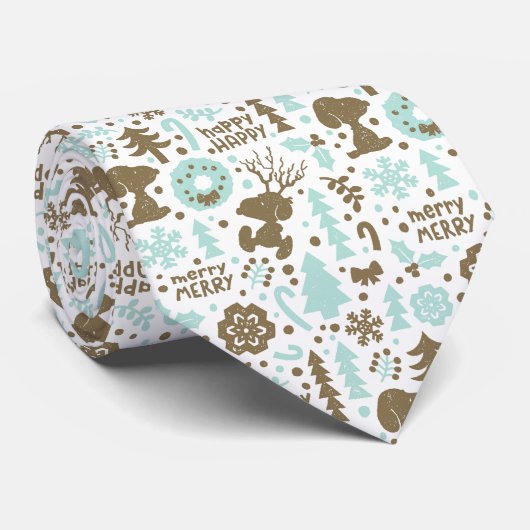 Peanuts | Snoopy Frosty Christmas Pattern Stropdas (Opgerold)