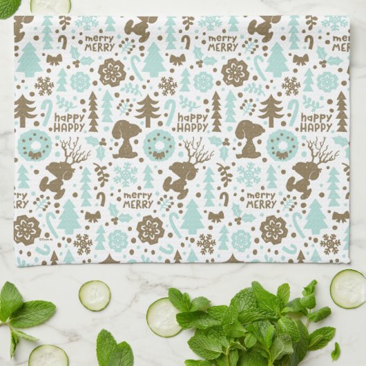 Peanuts | Snoopy Frosty Christmas Pattern Theedoek (Gevouwen)