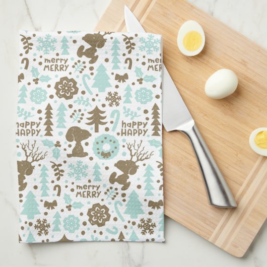 Peanuts | Snoopy Frosty Christmas Pattern Theedoek (Quarter Fold)