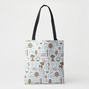 Peanuts   Snoopy Frosty Christmas Pattern Tote Bag