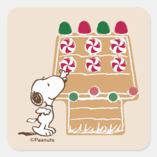 Peanuts Snoopy Gemberkoekhuis Vierkante Sticker