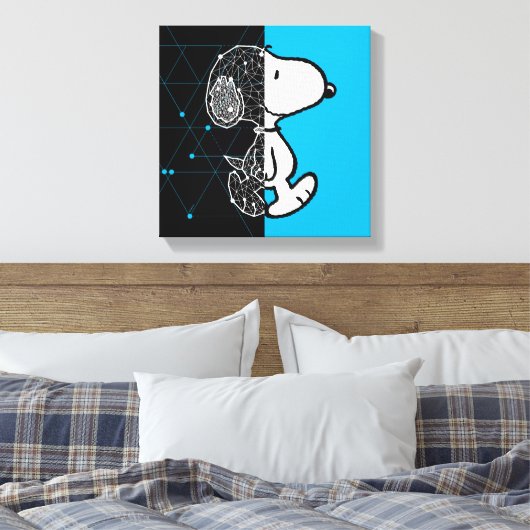 Peanuts | Snoopy geometrisch ontwerp Canvas Afdruk (Insitu (Slaapkamer))