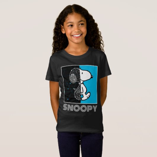 Peanuts | Snoopy geometrisch ontwerp T-shirt (Voorkant volledig)