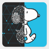Peanuts | Snoopy geometrisch ontwerp Vierkante Sticker (Voorkant)