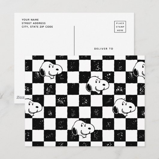 Peanuts | Snoopy geruite vlag Briefkaart (Voorkant / Achterkant)