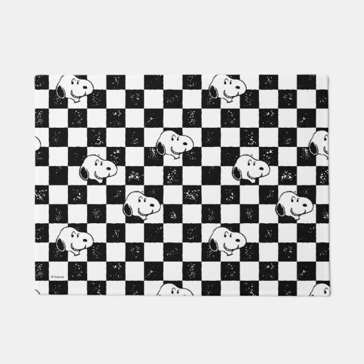 Peanuts | Snoopy geruite vlag Deurmat (Voorkant)