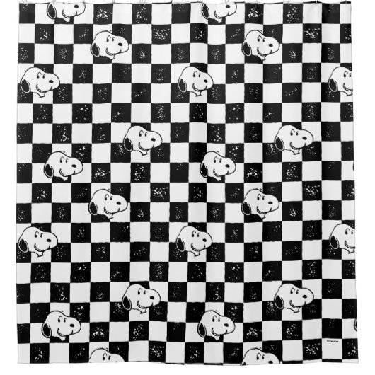 Peanuts | Snoopy geruite vlag Douchegordijn (Voorkant)