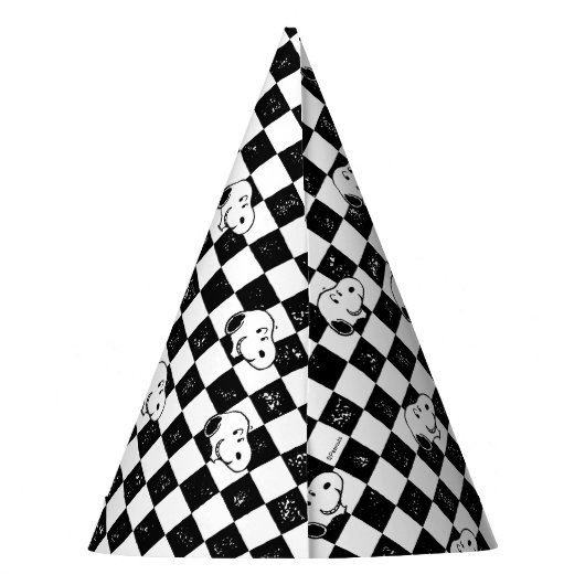 Peanuts | Snoopy geruite vlag Feesthoedjes (Achterkant)