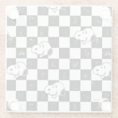 Peanuts | Snoopy geruite vlag Glazen Onderzetter (Achterkant)