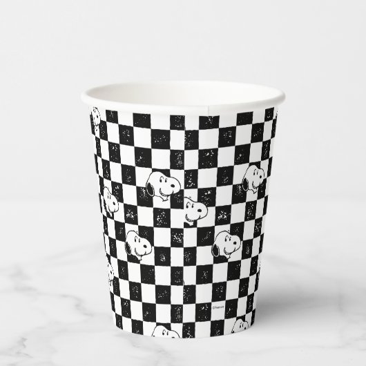 Peanuts | Snoopy geruite vlag Papieren Bekers (Rechts)