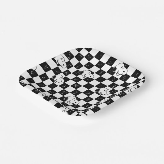 Peanuts | Snoopy geruite vlag Papieren Bordje (Gebogen)