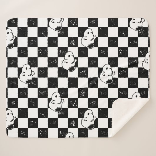 Peanuts | Snoopy geruite vlag Sherpa Deken (Voorkant (horizontaal))