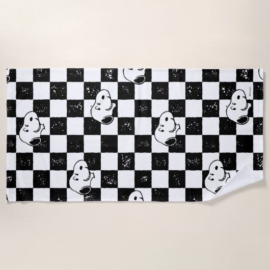 Peanuts | Snoopy geruite vlag Strandlaken (Voorkant)