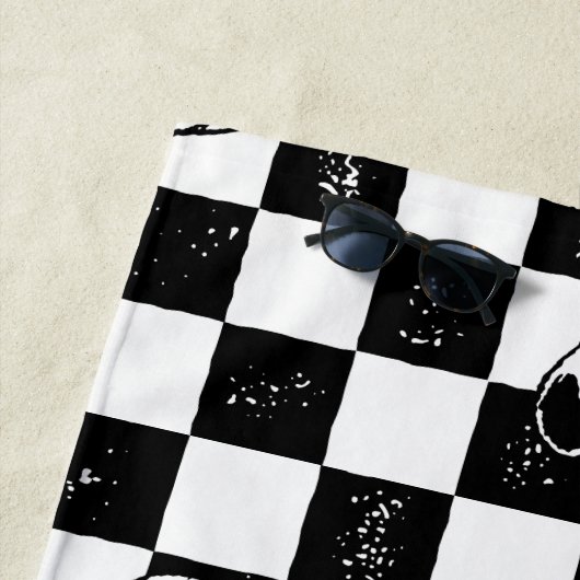 Peanuts | Snoopy geruite vlag Strandlaken (In situ)