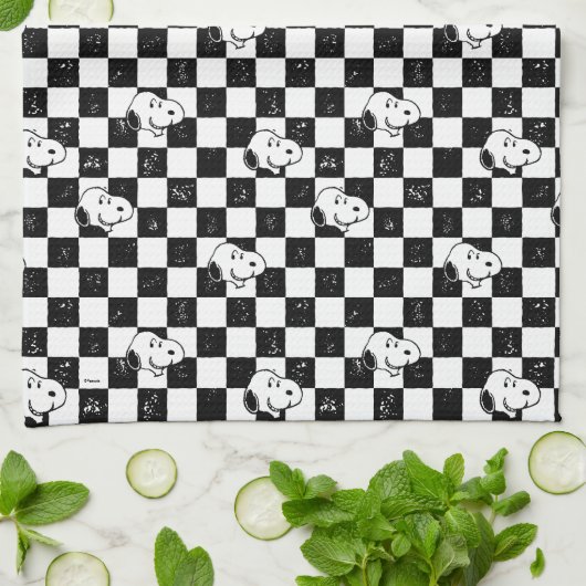 Peanuts | Snoopy geruite vlag Theedoek (Gevouwen)