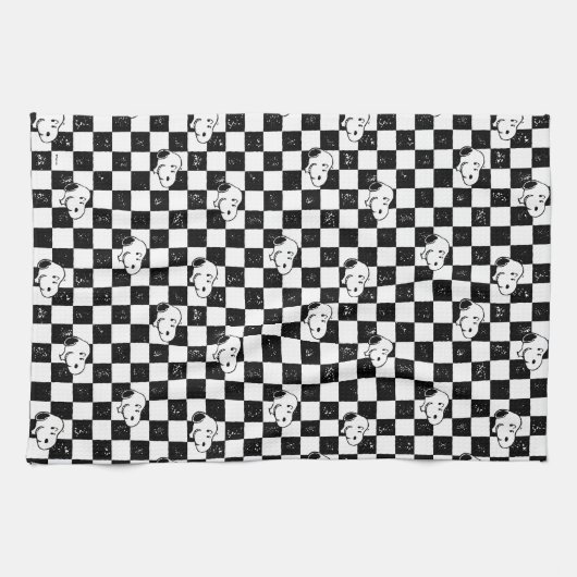 Peanuts | Snoopy geruite vlag Theedoek (Horizontaal)