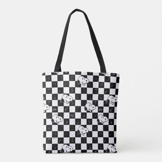 Peanuts | Snoopy geruite vlag Tote Bag (Achterkant)