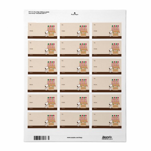 Peanuts | Snoopy Gingerbread House Cadeau Label (Full Sheet)