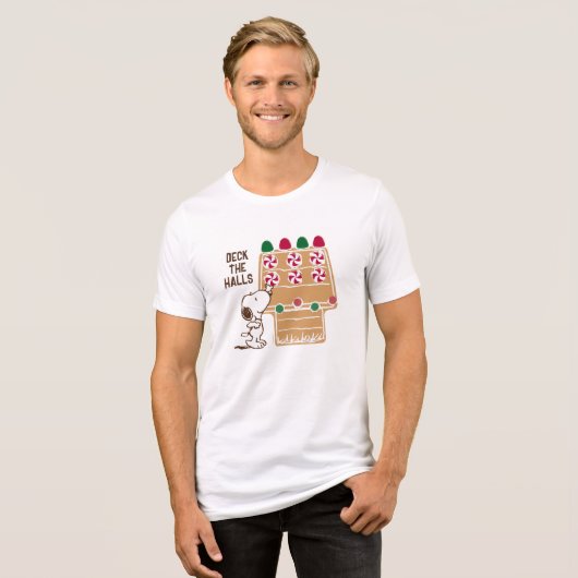 Peanuts | Snoopy Gingerbread House Tri-Blend Shirt (Voorkant volledig)