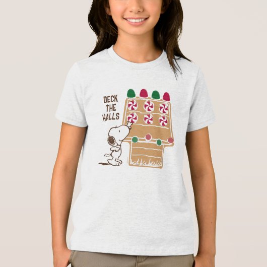 Peanuts | Snoopy Gingerbread House Tri-Blend Shirt (Voorkant)
