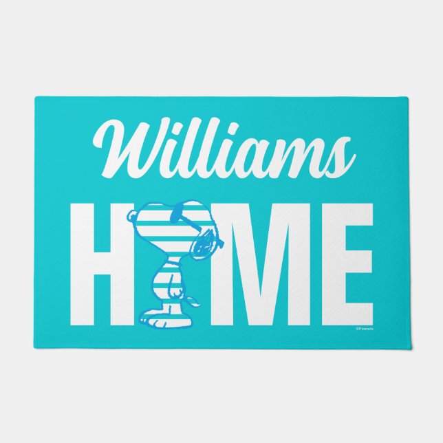 Peanuts | Snoopy Hart Zonnebril | Gepersonaliseerd Deurmat (Voorkant)