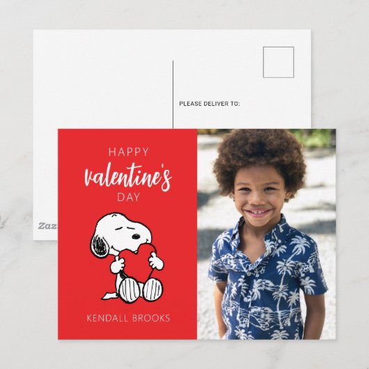 Peanuts | Snoopy Heart Knuffel Briefkaart (Voorkant / Achterkant)