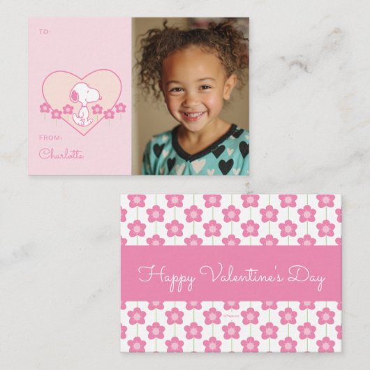 Peanuts | Snoopy Heart Photo Valentine Notitiekaartje (Voorkant / Achterkant)